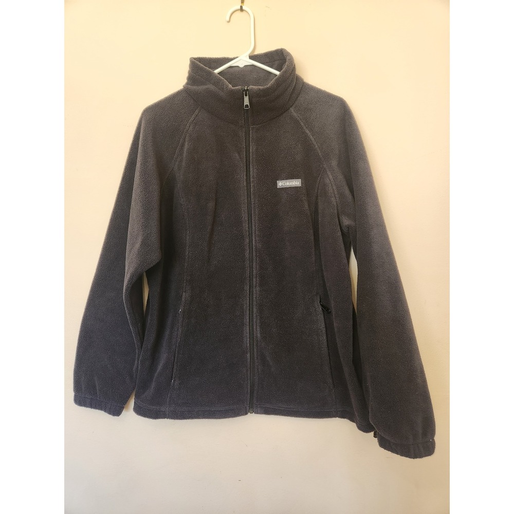 Columbia Womens 1X Fleece Jacket Full Zip Charcoal Gray Benton Springs Coat